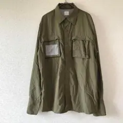【AXESQUINアクシーズクイン】ナイロンシャツ ジャンバー　L カーキ
