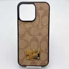 極美品✨COACH コーチ iPhone15Pro Max ブラウン 金プレート