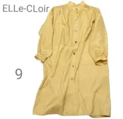 【美品】ELLe-CLoir スタンドカラーコート プリーツコート 黄色 9号