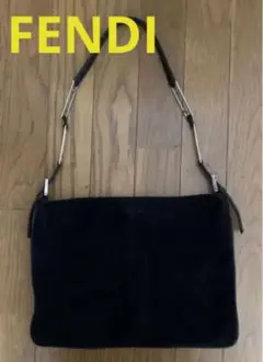 FENDI フェンディ ブラック ショルダーバッグ スエード
