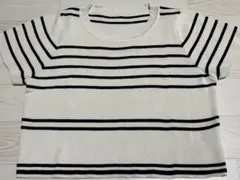 GRL ボーダー柄ショート丈ニットトップス　オフベージュ