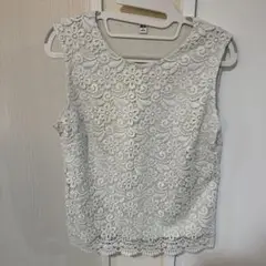 UNIQLO アイボリー レース ノースリーブ S