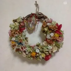 紫陽花とお花のカラフルリース