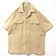 【UNIQLO】　半袖　シャツ　ベージュ　メンズ　M　古着　ダブルポケット