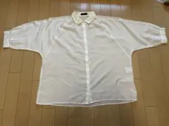 【美品】7-ID concept シースルー５部袖ホワイト シャツ　38サイズ