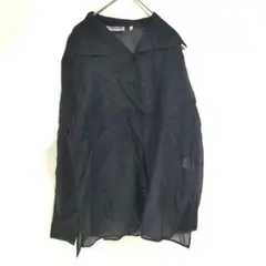 〈ナラカミーチェ〉長袖シャツ　黒　シルク100%　サイドスリット　Ⅱ