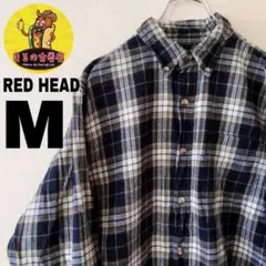 USA古着 REDHEAD　ネルシャツM　ネイビーカーキ　チェック