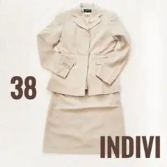 【美品】INDIVI スカートスーツ ビジネス フォーマル ベージュ M 9号