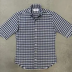 【美品】 トムブラウン 半袖シャツ コットン ネイビー THOM BROWNE