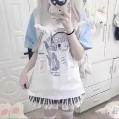 Tシャツ 半袖 水色 白 天使界隈 サブカル
