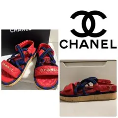 未使用 美品 CHANEL レッドレザー サンダル