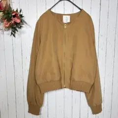 エージーバイアクアガール　ノーカラージャケット　【Ｍ】ベージュ　フェイクスエード