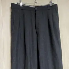 絣柄 ユーロ ツータックスラックス フレンチ ヨーロッパ ヴィンテージ 古着 黒