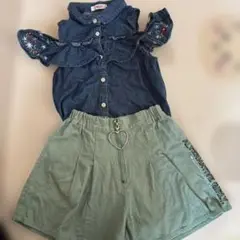 ALGY 肩出しデニムシャツ　ショートパンツ　2点　130
