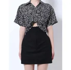 EMODA モノトーンレオパード柄ショート丈シャツ Fサイズ
