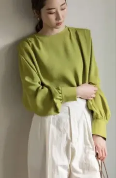 SALE★Noble ノーブル エステルダブルクロスクルーネックブラウス
