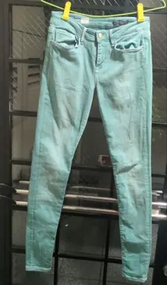 TOMMY HILFIGER スキニーデニム ダメージターコイズブルー S