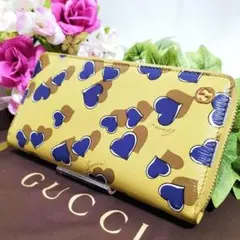 正規品 箱付き GUCCI グッチ 長財布 ハートビート GG 黄色 イエロー