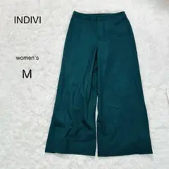 【INDIVI】インディヴィ ワイドパンツ スリット 裏地 褒められパンツ