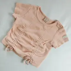 petit main ピンク ギャザー リボン Tシャツ 半袖 90cm