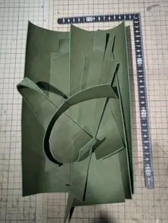 ヌメ革 オイルレザー マットグリーン もりもりハギレセット