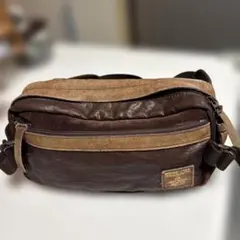 ブラウンレザーウエスト バッグ　　バックスキン