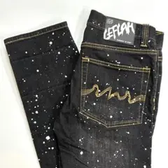 LEFLAH ペイント デニムパンツ 黒 M