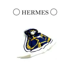 【美品】HERMES エルメス シルク カレ 90 装飾馬具柄 スカーフ 紺