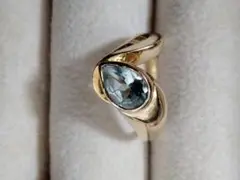 k18 天然石 アクアマリン リング