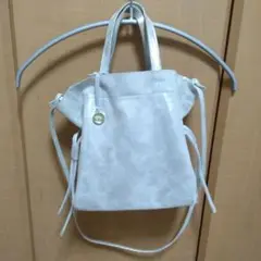 ROROL ロロル ショルダーバッグ ミニ巾着トート レザー シルバー