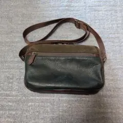 Crocodile レザーショルダーバッグ ダークグリーン