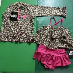 LOVE BOAT ヒョウ柄水着とラッシュガードセット　ピンク　レオパード