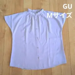 GU ノーカラーフレンチ袖ブラウス　ピンク　М