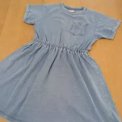 美品！ブリーズ　130cm ライトブルーポケット付き半袖ワンピース