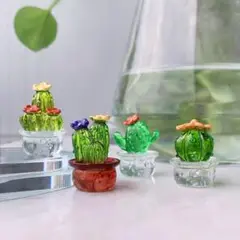 【ミニチュア】サボテン4種セット　置き物　飾り　観葉植物　花　インテリア　小物