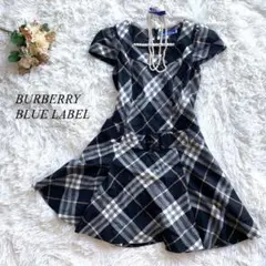 美品✨バーバリーブルーレーベル ワンピース ノバチェック フレア