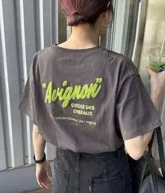 【8月末まで出品】Discoat サガラバック刺繍半袖Tシャツ　チャコールグレー