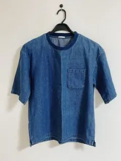 GU デニムブルー 半袖Tシャツ ポケット付き