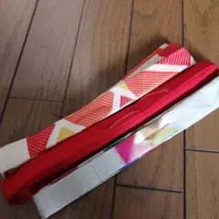赤と幾何学模様の和装小物3本セット