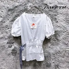 JSWETR ✨新品未使用品✨Ｖネック ふんわり袖 トップス ウエストリボン付き