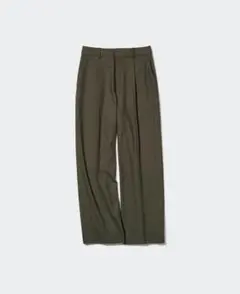 UNIQLO タックワイドパンツ（標準丈） カーキ S