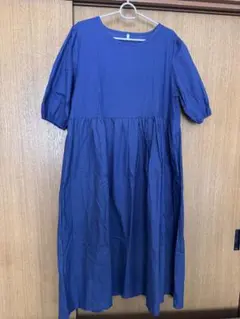【新品】ネイビー　半袖 Aラインワンピース
