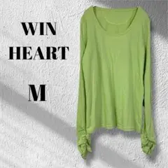 WIN HEART　サムホール付ギャザースリーブカットソー　グリーン◆M3741