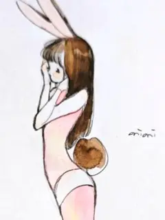 女の子 手描きイラスト アナログイラスト オリジナルイラスト