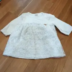 petit main 刺繍入りホワイトトップス 110
