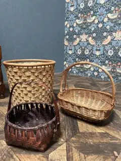 かご 3点セット 昭和レトロ 当時物 インテリア 収納かご