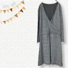 MUJI 無印良品♡ワンピース チェック柄 ミディ丈 ミモレ丈 サープリスネック