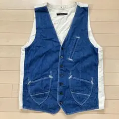 6.27 Johnbull ジョンブル 切替ベスト デニム ジレ M レトロ
