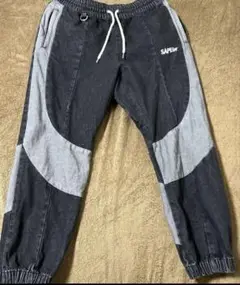 SAPEur サプール　デニム　トラックパンツ　黒　M