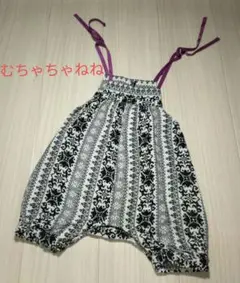 むちゃちゃねね　サロペット　1さい　サイズ　総柄　ロンパース